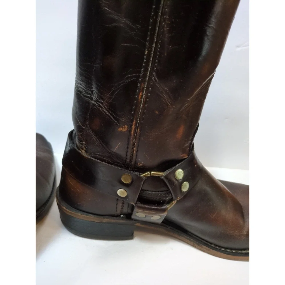 VTG USA-Made RODEO 32304 Square Toe Harness Roper-Style Leather Boots Sz 9 1/2 D